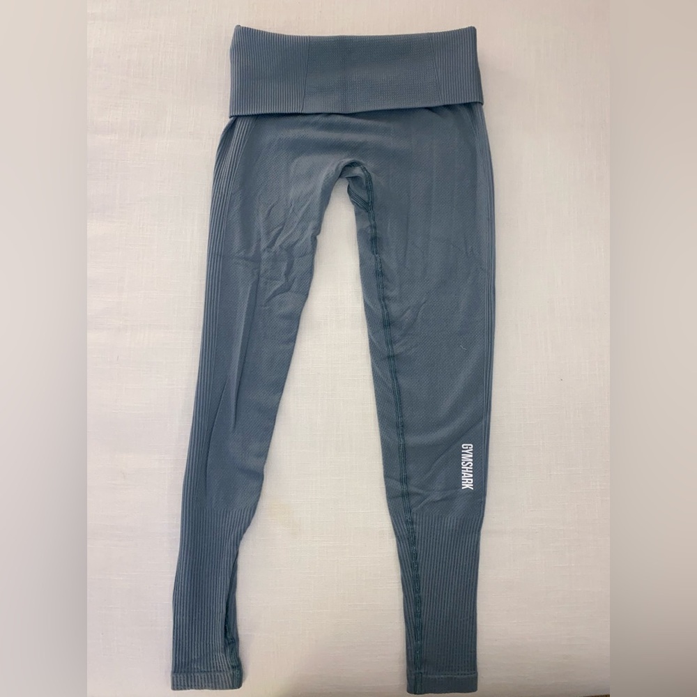 Gymshark Lounge Leggings, Robbins Egg Blue. Folded waistband. Size XS.